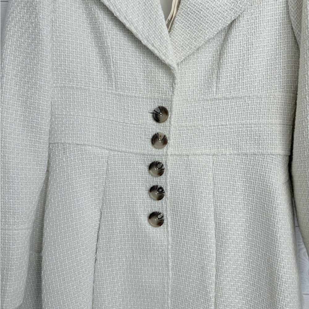Love style Abrigo Women’s Cream Tweed One of a Kind Midi Pea Coat. Size M - Picture 5 of 11